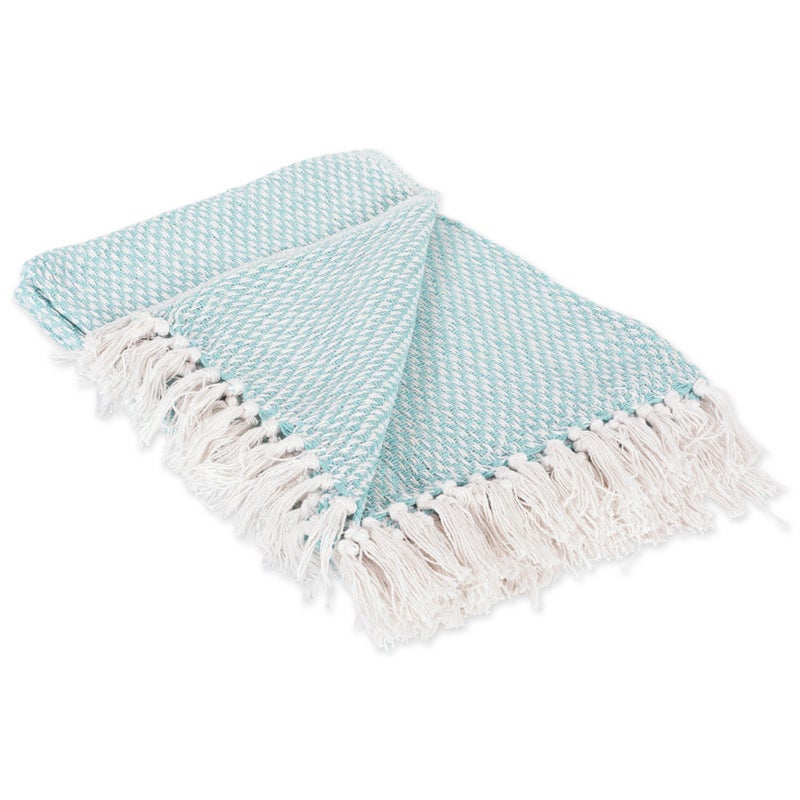 DII 100% Cotton Basket Weave Throw for Indoor/Outdoor Use Camping Bbq's Beaches Everyday Blanket, 50 x 60, Woven Stripe - Image 1